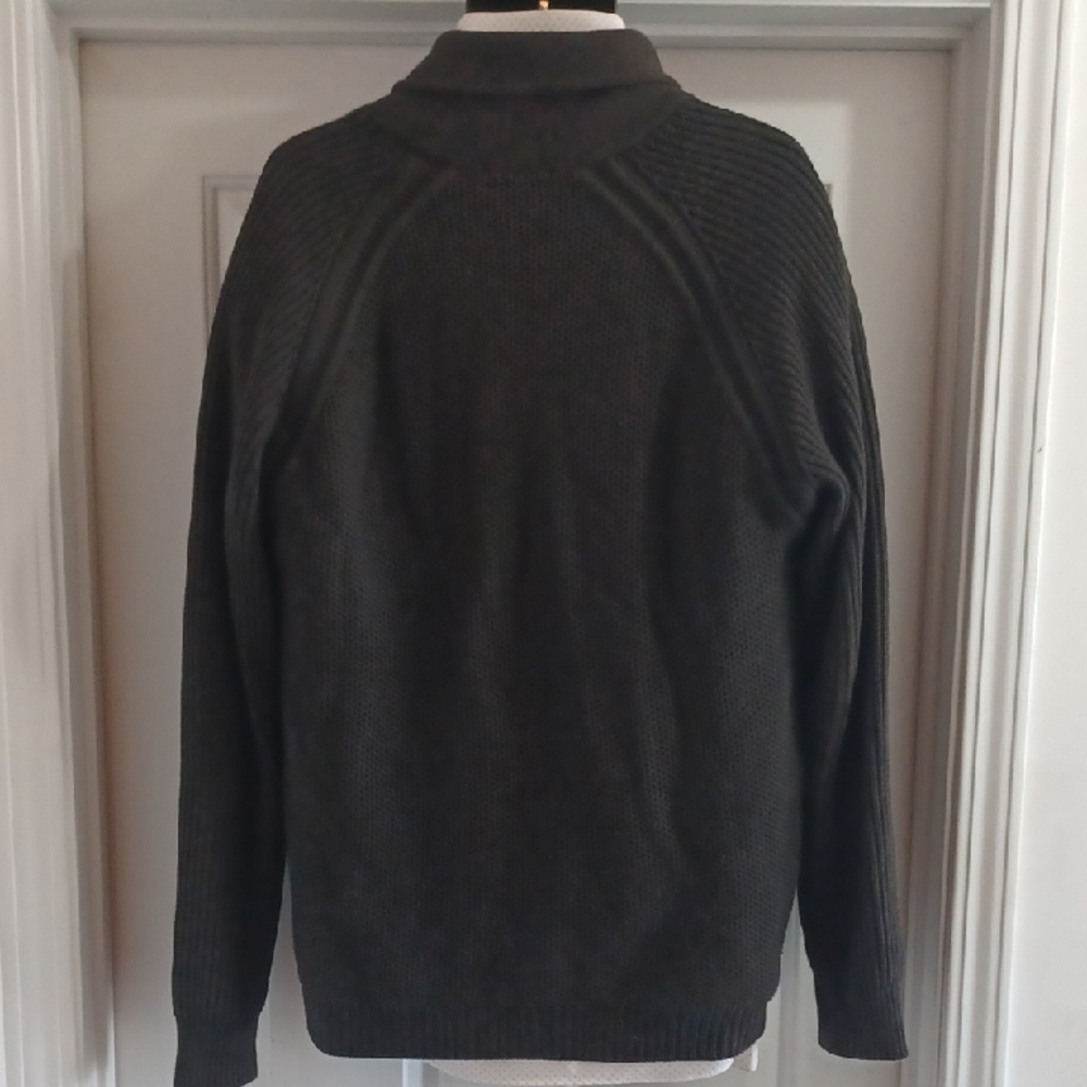 Calvin Klein Men's Dark Olive Green Zip-Up Sweater - Picture 8 of 8